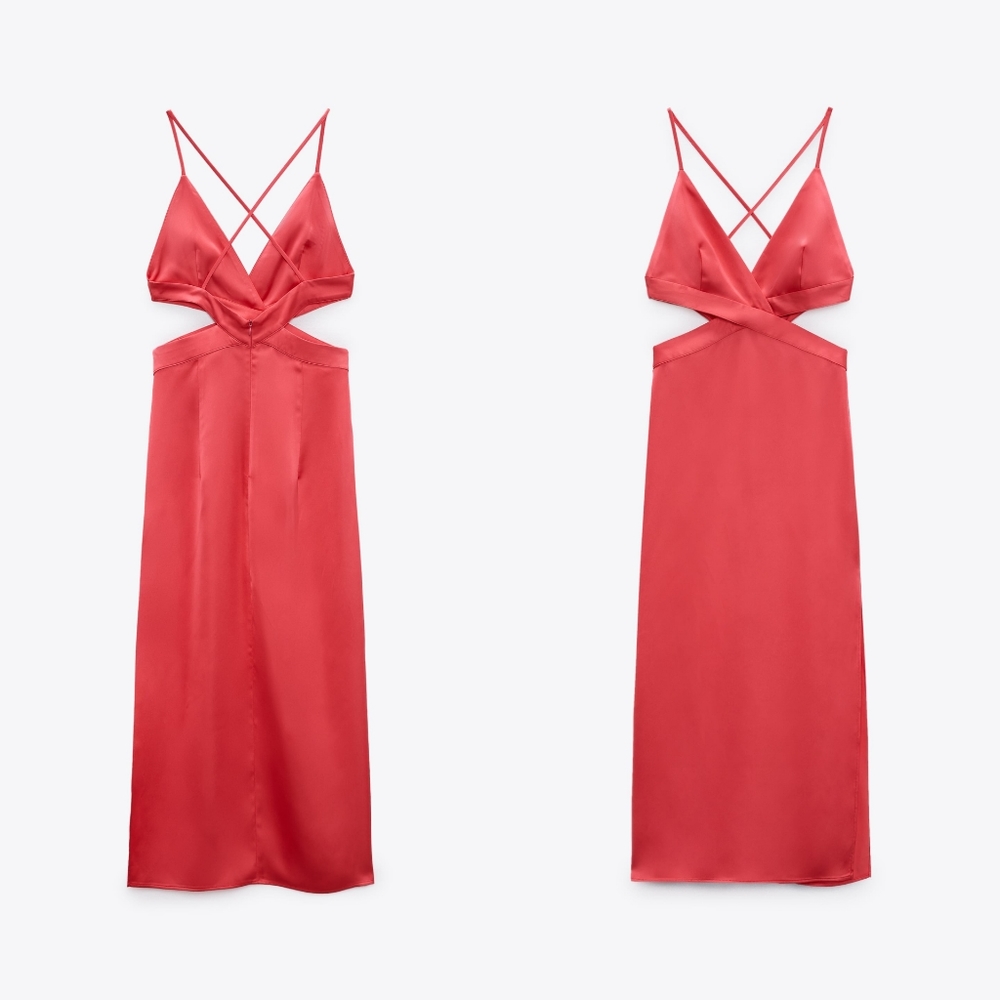 Zara Satin effect Cut out dress - Picture 9 of 16